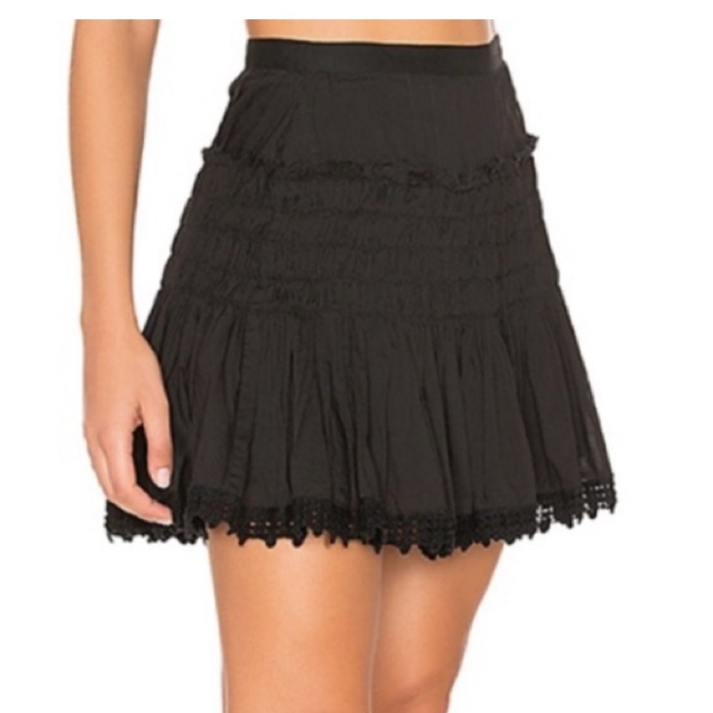 LoveShackFancy Black Lace Cotton Mini Skirt Womens Size 2